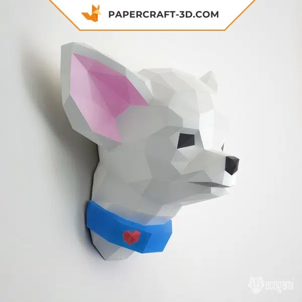 Papercraft 3d tête de chihuahua, weergave 2