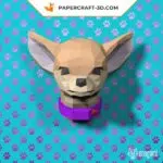 Papercraft 3d tête de chihuahua, weergave 3