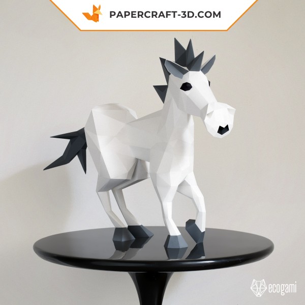 Papercraft zebra in 3D origami