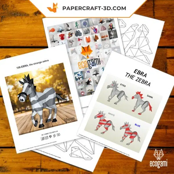 Papercraft 3d zèbre, weergave 5