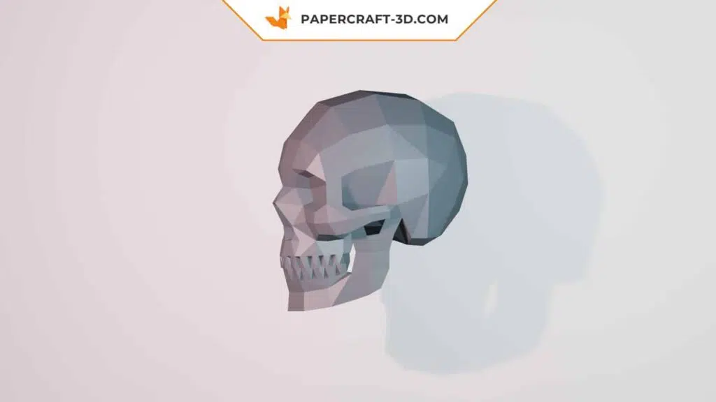 Papercraft crâne d’humain en origami 3D, weergave 2