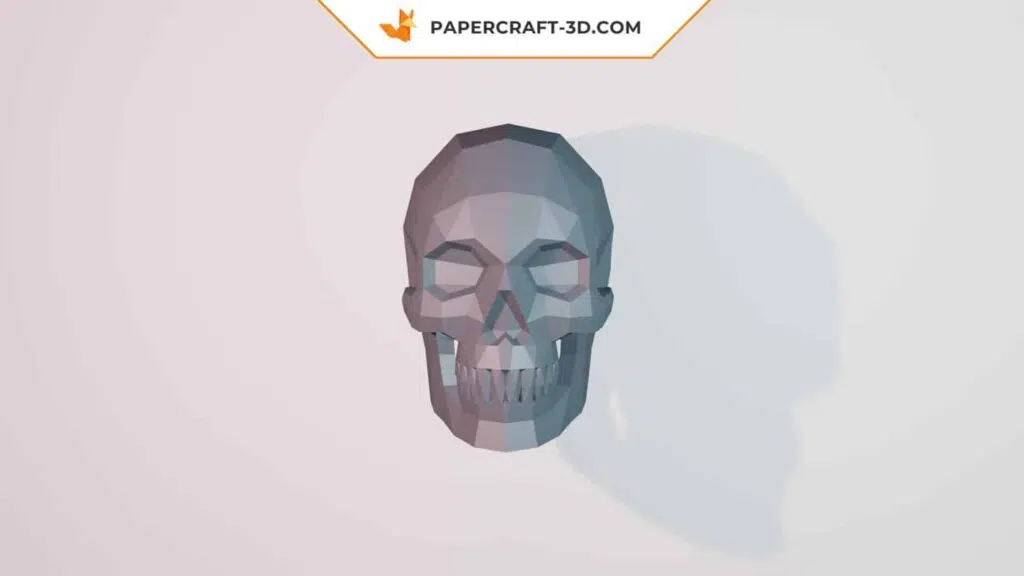 Papercraft crâne d’humain en origami 3D, weergave 3