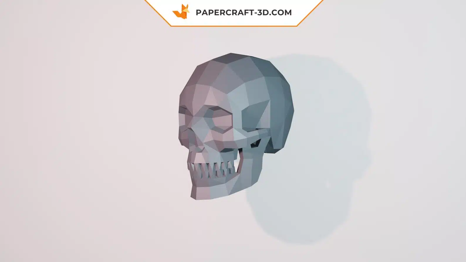 Papercraft crâne d’humain en origami 3D, weergave 4
