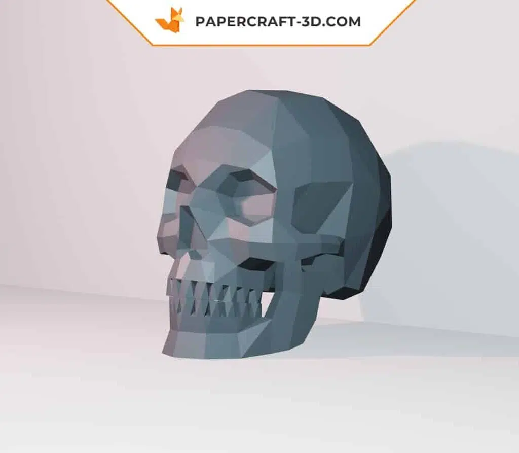 Open-Jaw 3D Origami Human Skull Papercraft