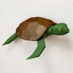 Papercraft de meia tartaruga mural em origami 3D