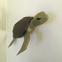 Papercraft demi tortue murale en origami 3D DIY, weergave 7