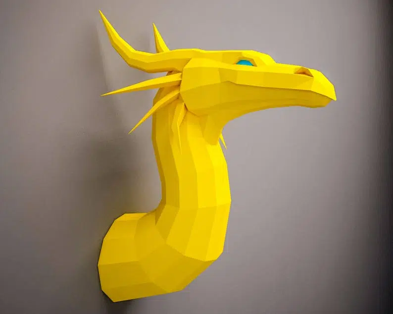 Papercraft de dragon en origami 3D, weergave 3