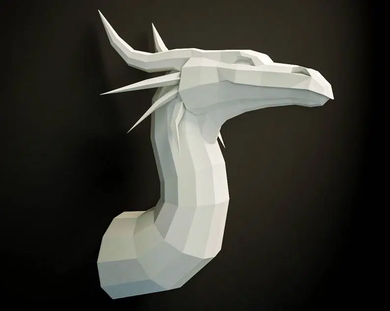 Papercraft de dragon en origami 3D, weergave 4