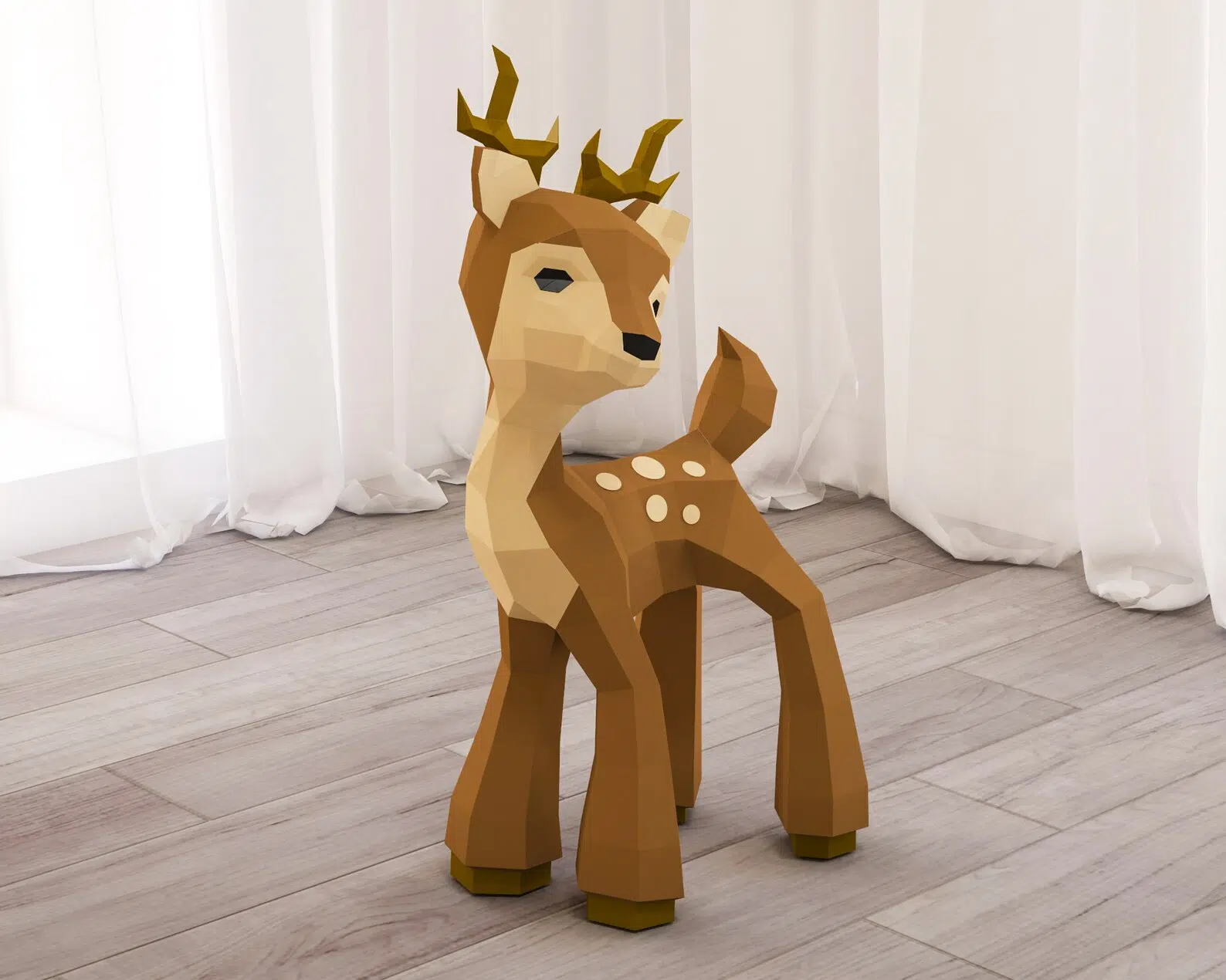 Papercraft de faon en origami, weergave 5