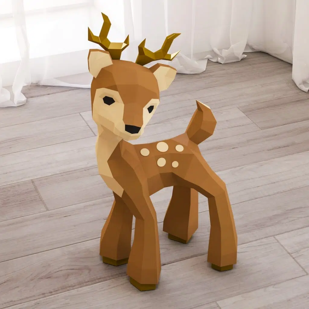 Papercraft-Rehkitz im Origami-Stil