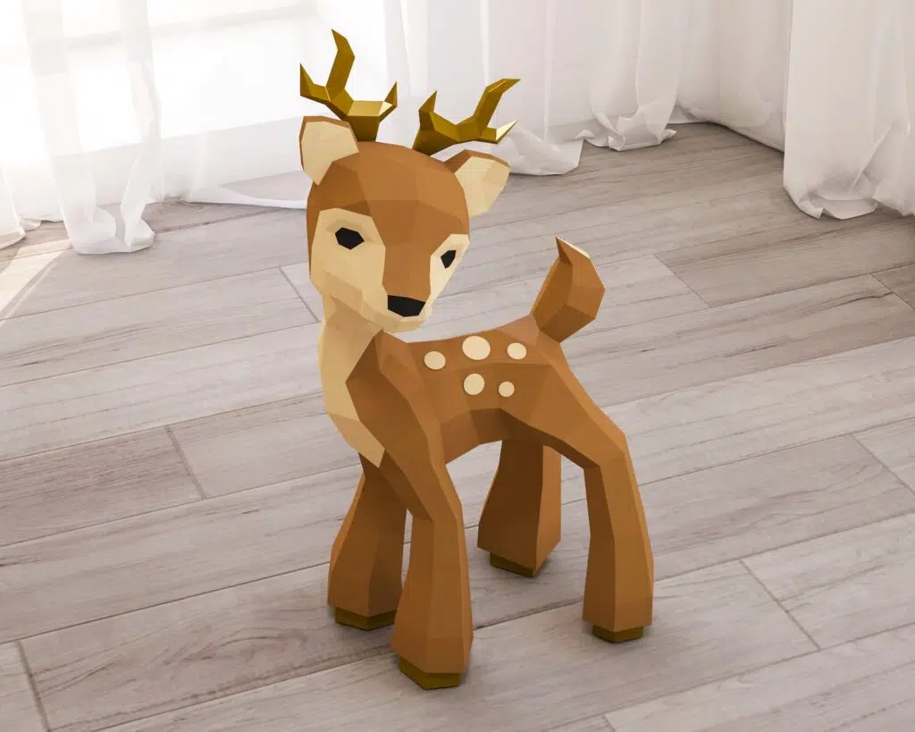 Papercraft de faon en origami, weergave 2