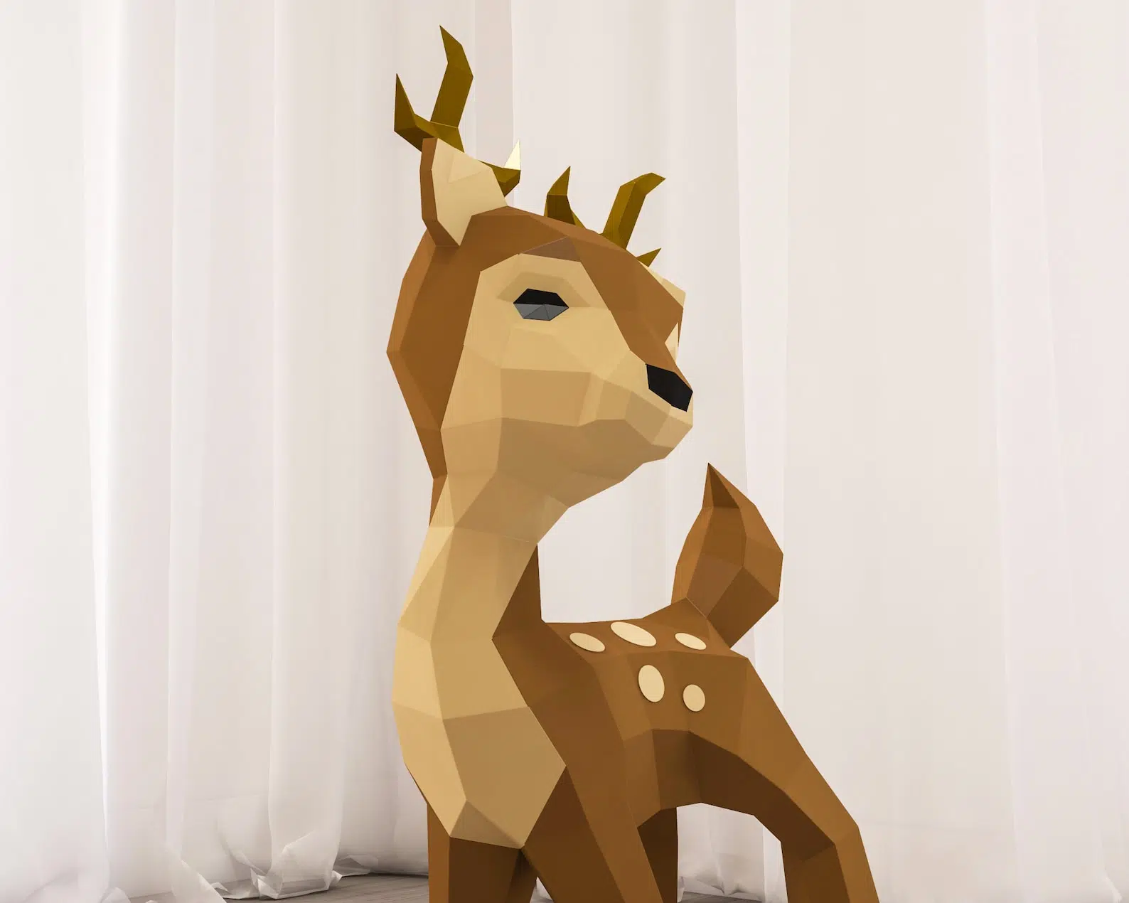 Papercraft de faon en origami, weergave 7