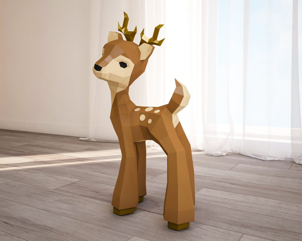 Origami baby deer papercraft