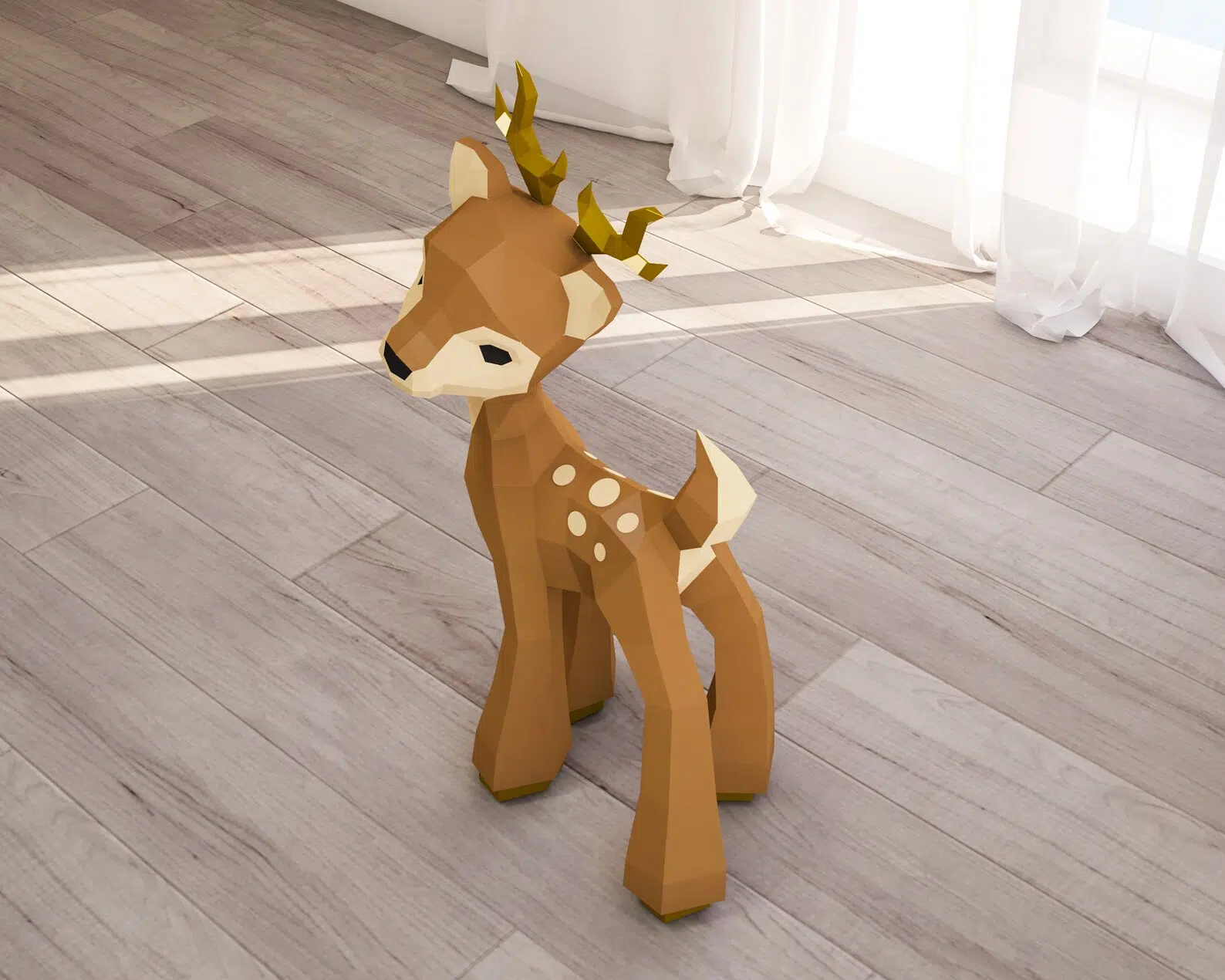 Papercraft de faon en origami, weergave 4