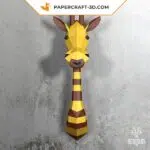 Papercraft de trophée girafe cartoon en origami 3D