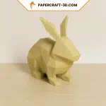 Papercraft sitting rabbit in 3D origami