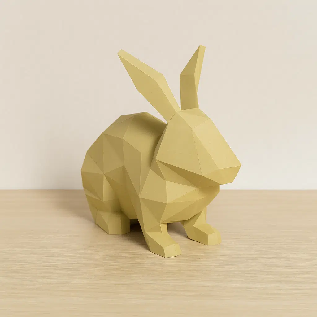 Papercraft gratuit lapin assis en origami 3D