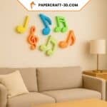 Papercraft gratuit de notes de musique en origami