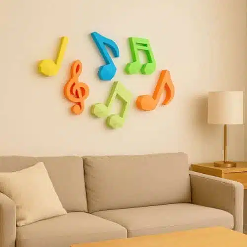 Papercraft gratuito de notas musicais em origami