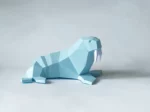 Papercraft de morse avec bébé en origami 3D