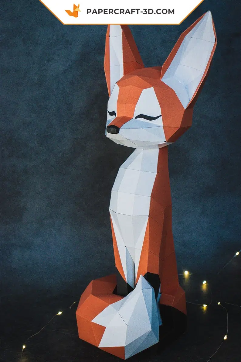Papercraft renard en origami papier 3D, weergave 5