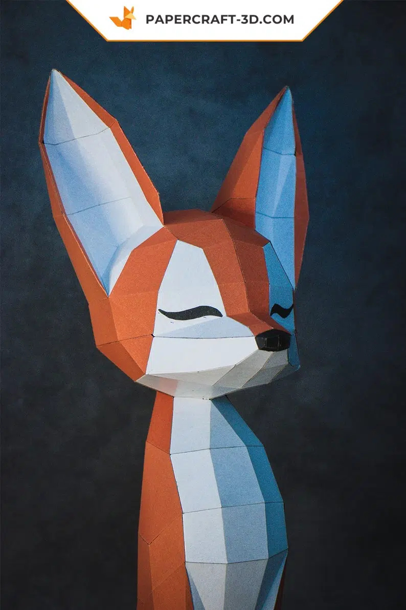 Papercraft renard en origami papier 3D, weergave 6