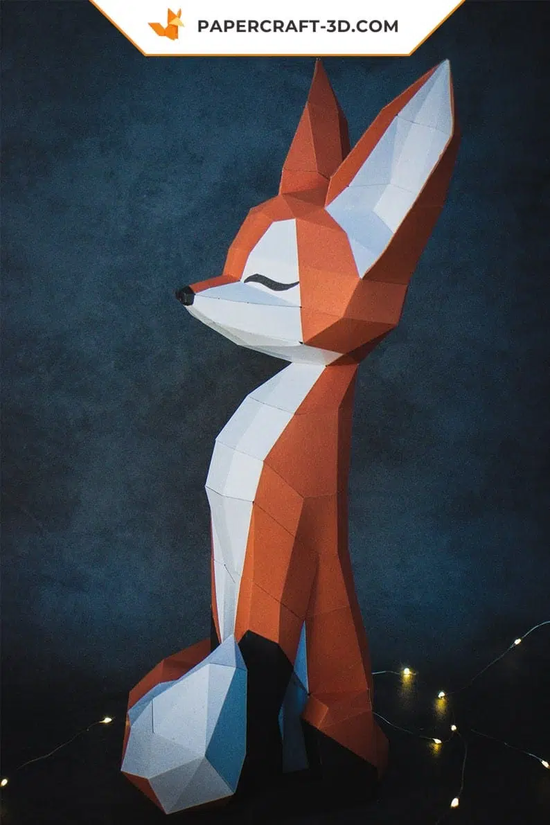 Papercraft renard en origami papier 3D, weergave 7