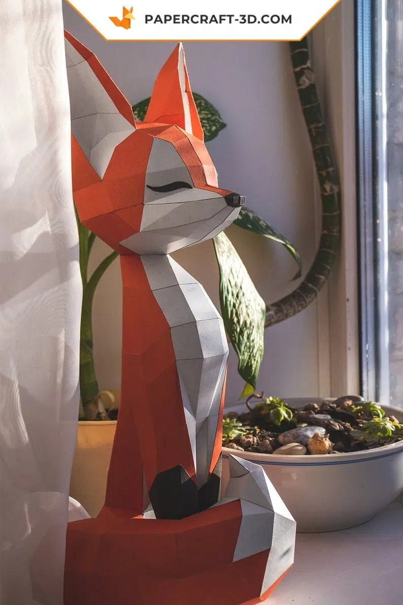 Papercraft renard en origami papier 3D, weergave 2