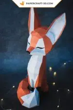 Papercraft renard en origami papier 3D, weergave 3