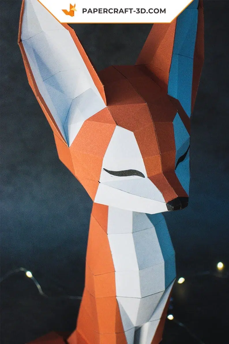 Papercraft renard en origami papier 3D, weergave 4