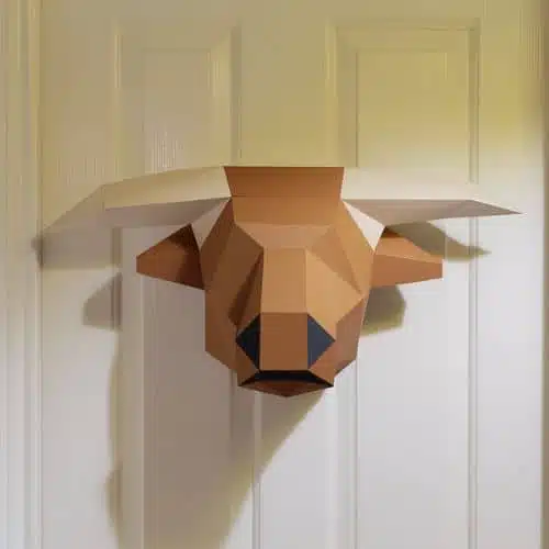Papercraft gratuito de vaca Highland en origami