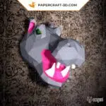 Papercraft tête d’hippopotame murale : modèle 3D DIY pour une déco originale, weergave 3