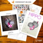 Papercraft tête d’hippopotame en origami 3D