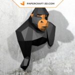 Papercraft de troféu gorila em origami 3D
