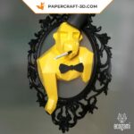 Papercraft de troféu gorila em origami 3D