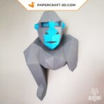 Papercraft de troféu gorila em origami 3D