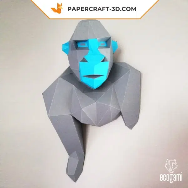 Trophée de gorille papercraft 3D, weergave 3