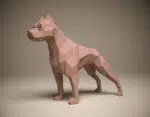 Pitbull papercraft 3D in agressieve houding, 3D-model