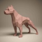 Papercraft di pitbull in origami 3D