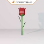 Papercraft di rosa rossa in origami 3D