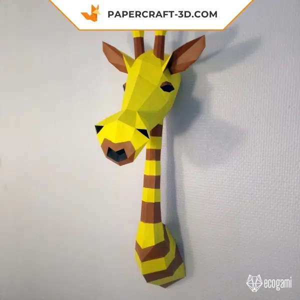 Cartoon giraffe trophy papercraft in 3D origami