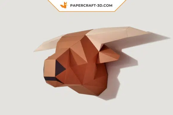 Papercraft gratuit de vache Highland en origami