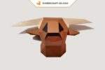 Papercraft free Highland cow in origami