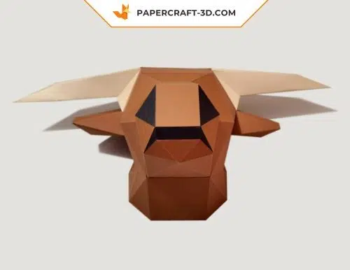 Papercraft free Highland cow in origami