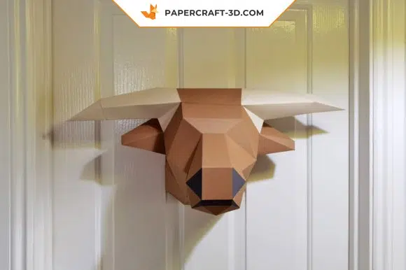 Trophée vache Highland en papercraft 3D - Modèle gratuit