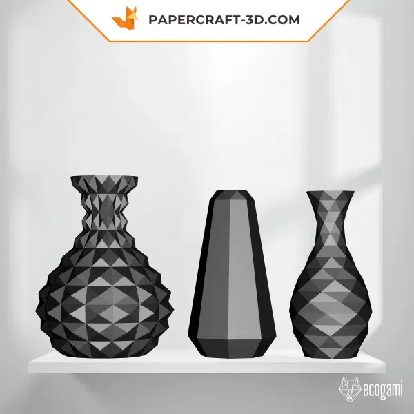 Papercraft origami flower vases