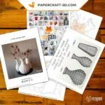 Papercraft origami flower vases