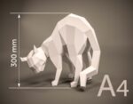 3D origami round back cat papercraft