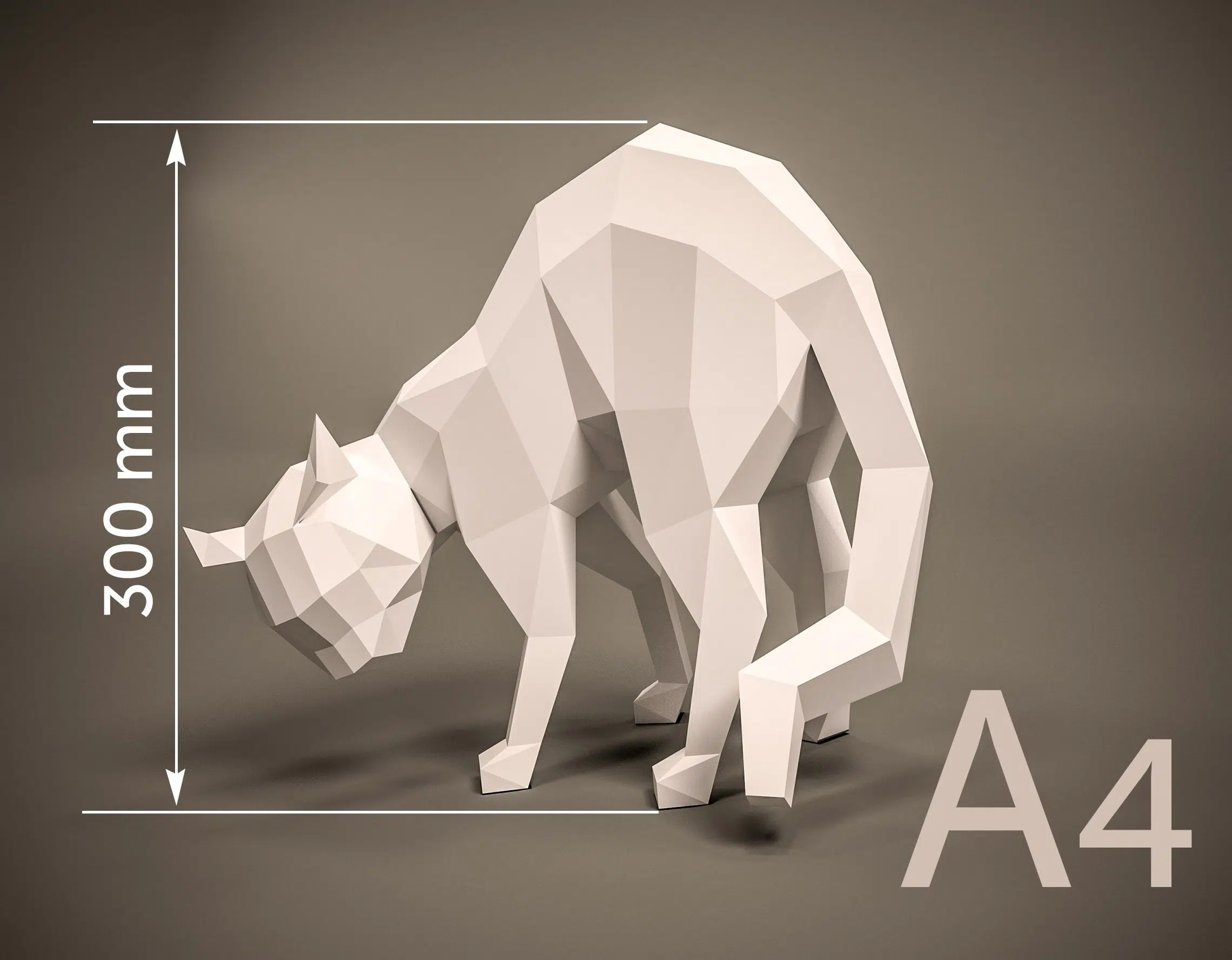 3D Origami Arched Back Cat Papercraft, view 8