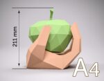 Papercraft hand holding 3D origami apple